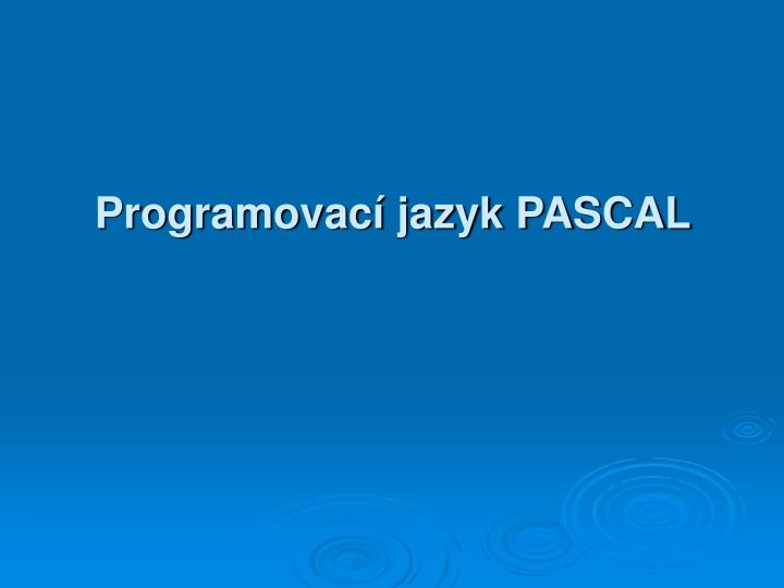 programovac jazyk pascal