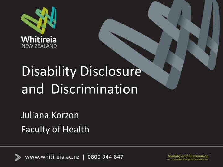 disability disclosure and discrimination