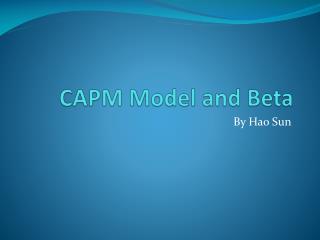 CAPM Model and Beta