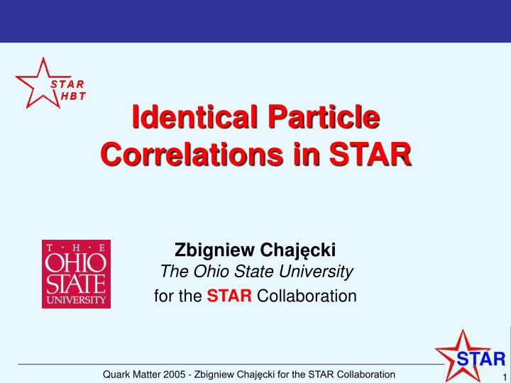 identical particle correlations in star