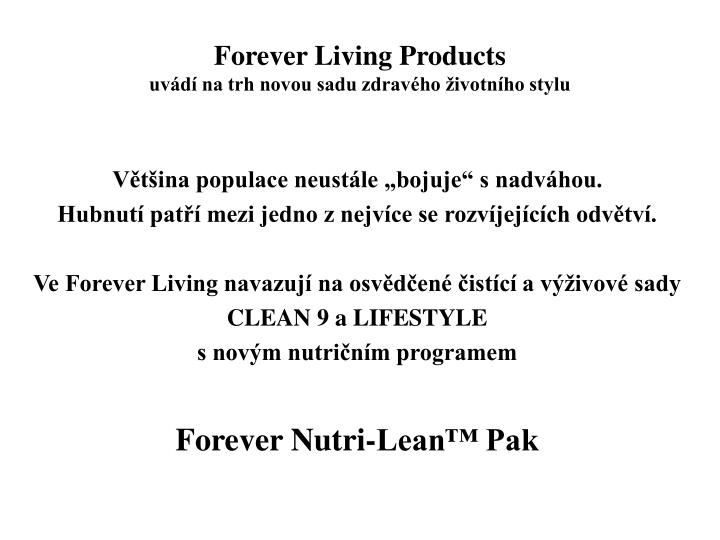 forever living products uv d na trh novou sadu zdrav ho ivotn ho stylu