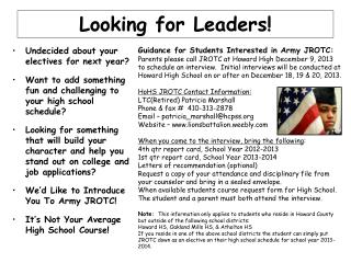 Looking for Leaders!