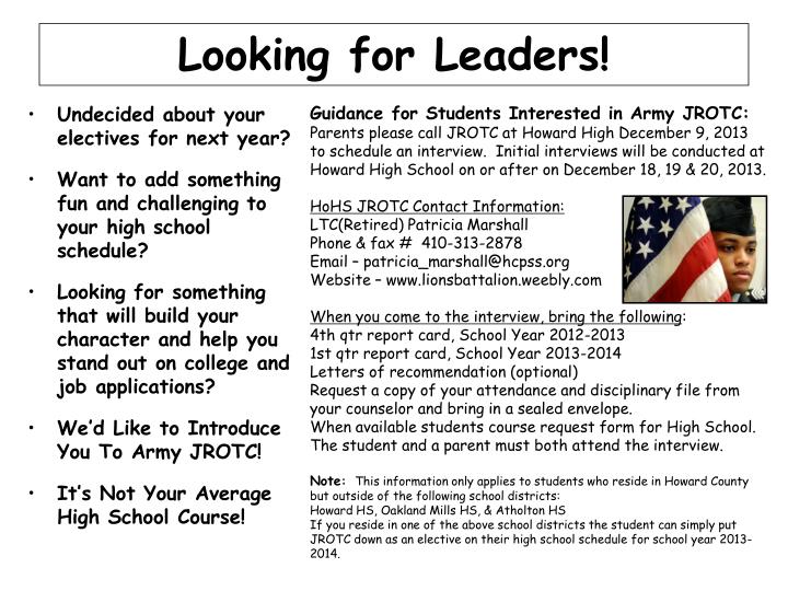 looking for leaders