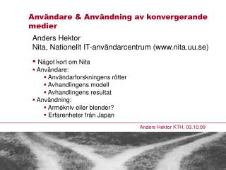 Anders Hektor KTH, 03.10.09