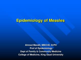 Epidemiology of Measles