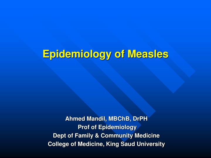 epidemiology of measles