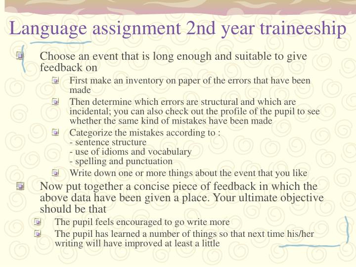 language assignment 2nd year traineeship