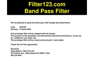 Filter123 Band Pass Filter