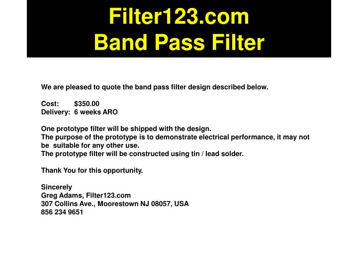 filter123 com band pass filter
