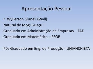apresenta o pessoal