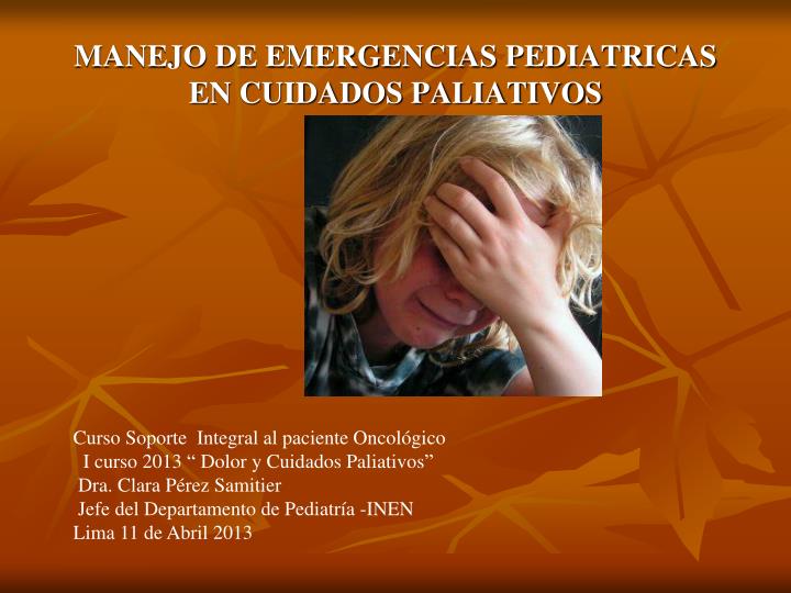 manejo de emergencias pediatricas en cuidados paliativos