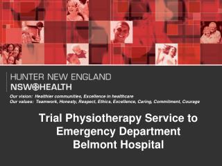 Trial Physiotherapy Service to Emergency Department Belmont Hospital