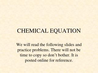 CHEMICAL EQUATION