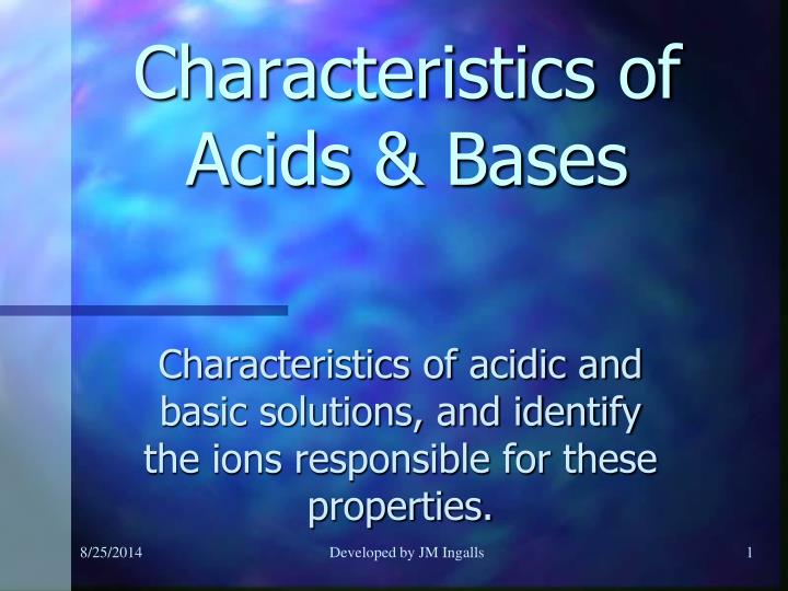 characteristics of acids bases