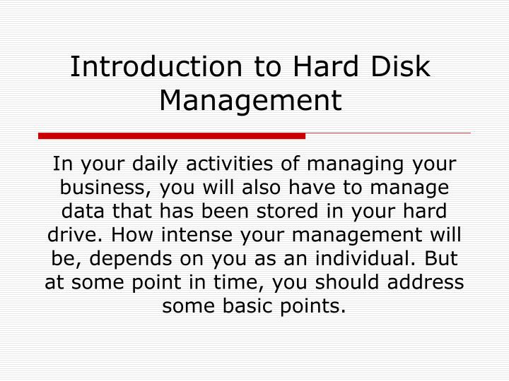introduction to hard disk management
