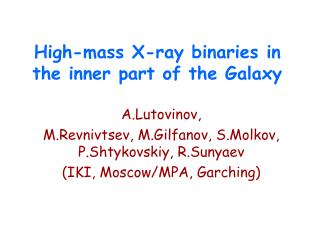 High-mass X-ray binaries in the inner part of the Galaxy
