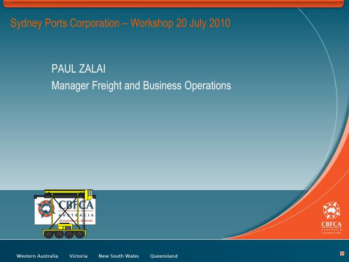 sydney ports corporation workshop 20 july 2010