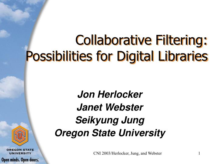 collaborative filtering possibilities for digital libraries