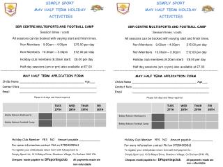 SIMPLY SPORT MAY HALF TERM HOLIDAY ACTIVITIES