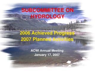 SUBCOMMITTEE ON HYDROLOGY