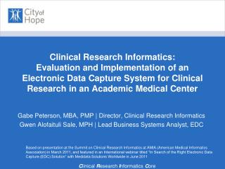 Gabe Peterson, MBA, PMP | Director, Clinical Research Informatics