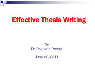 Effective Thesis Writing
