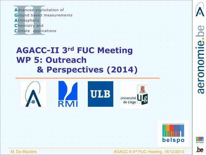 agacc ii 3 rd fuc meeting wp 5 outreach perspectives 2014