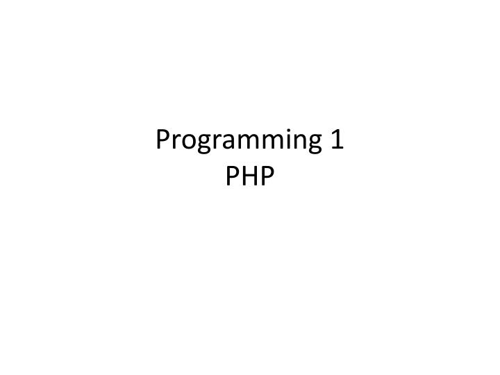 programming 1 php