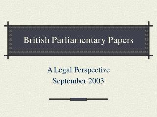 British Parliamentary Papers