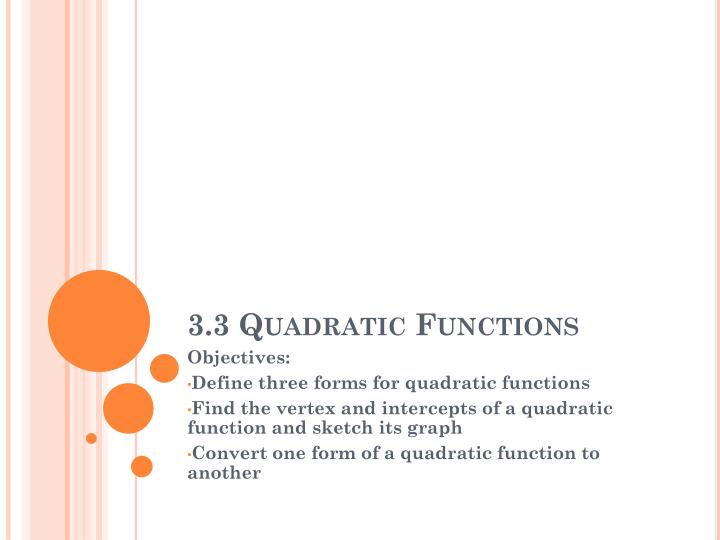 3 3 quadratic functions
