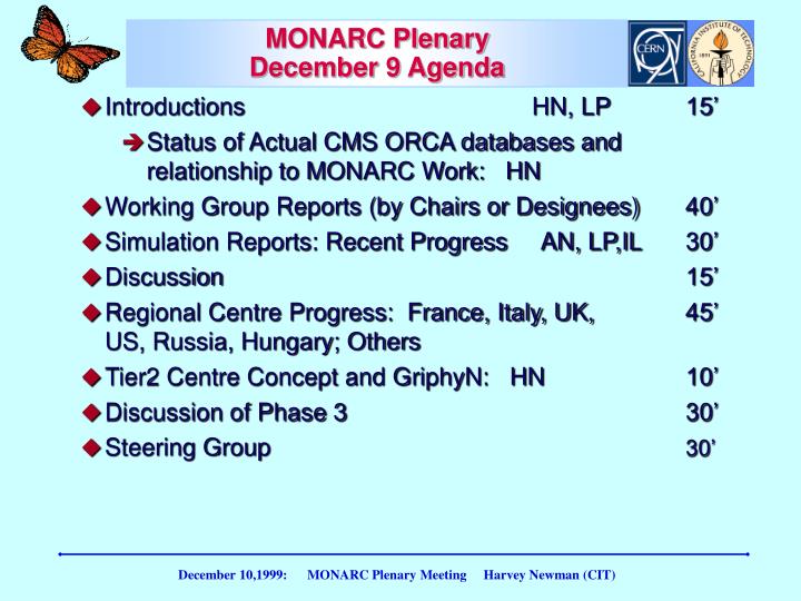 monarc plenary december 9 agenda