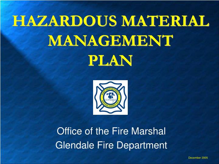 hazardous material management plan