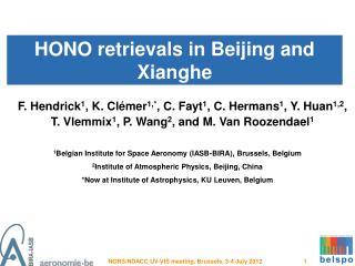 HONO retrievals in Beijing and Xianghe