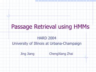 Passage Retrieval using HMMs