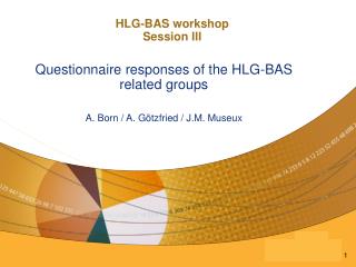 HLG-BAS workshop Session III
