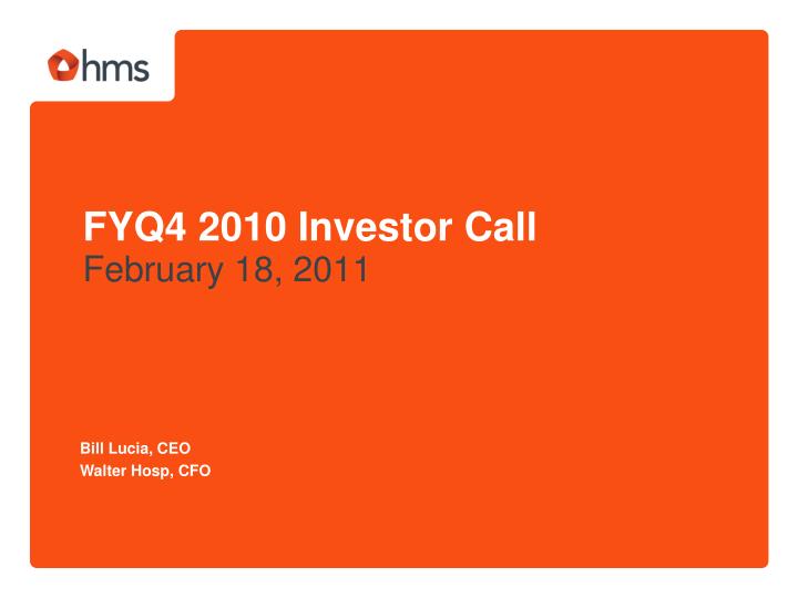 fyq4 2010 investor call
