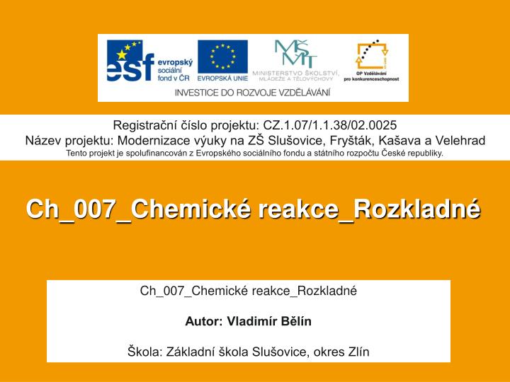 ch 007 chemick reakce rozkladn