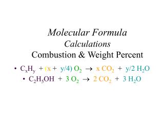 Molecular Formula Calculations Combustion &amp; Weight Percent