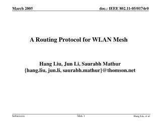 A Routing Protocol for WLAN Mesh