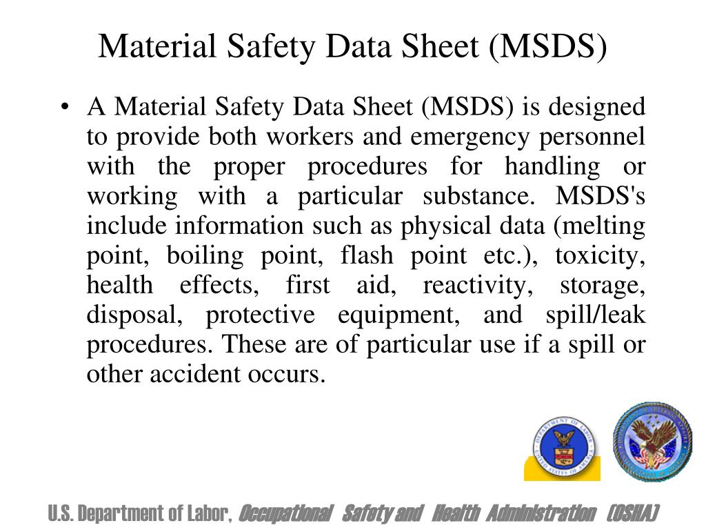 PPT - Material Safety Data Sheet (MSDS) PowerPoint Presentation, free ...
