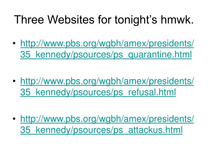 three websites for tonight s hmwk