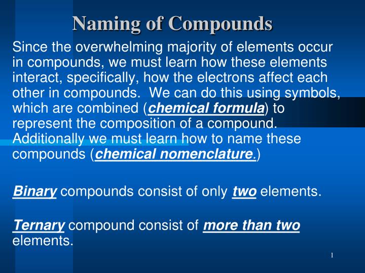 naming of compounds