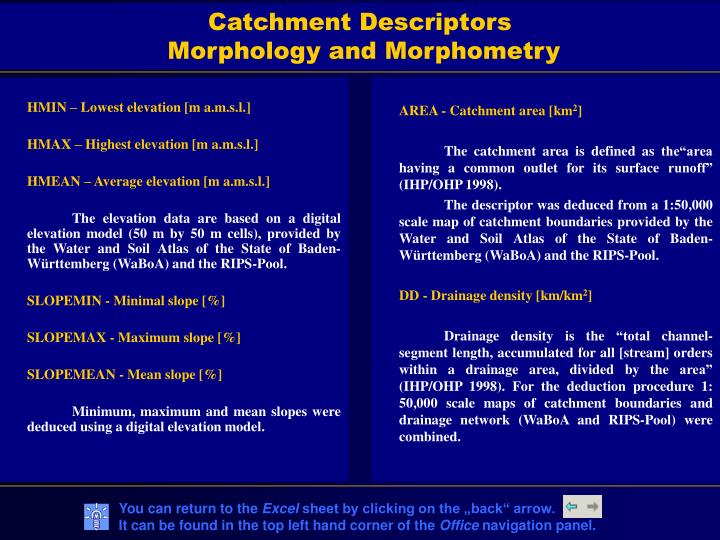 catchment descriptors morphology and morphometry
