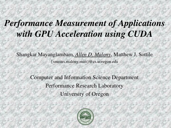 performance measurement of applications with gpu acceleration using cuda