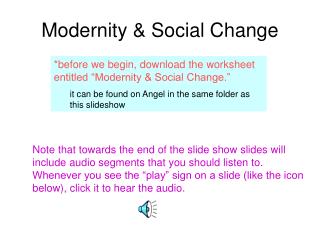 Modernity &amp; Social Change