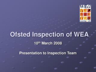 Ofsted Inspection of WEA