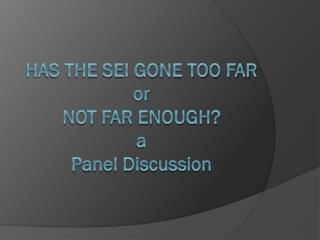 Has the SEI Gone Too Far or Not Far Enough? a Panel Discussion