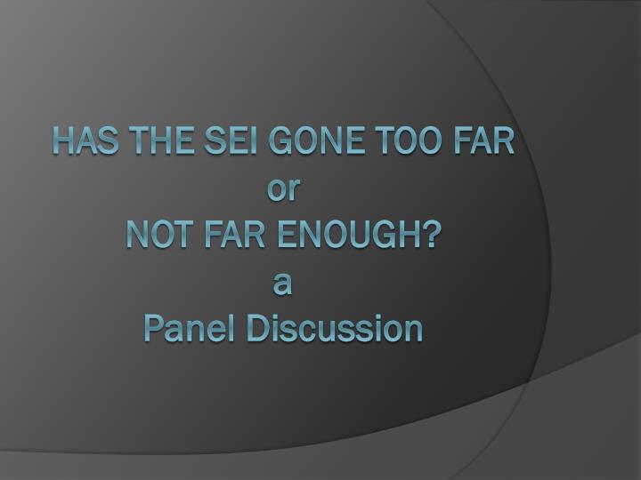 has the sei gone too far or not far enough a panel discussion