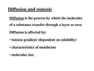 Diffusion and osmosis