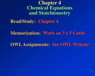 Chapter 4 Chemical Equations and Stoichiometry